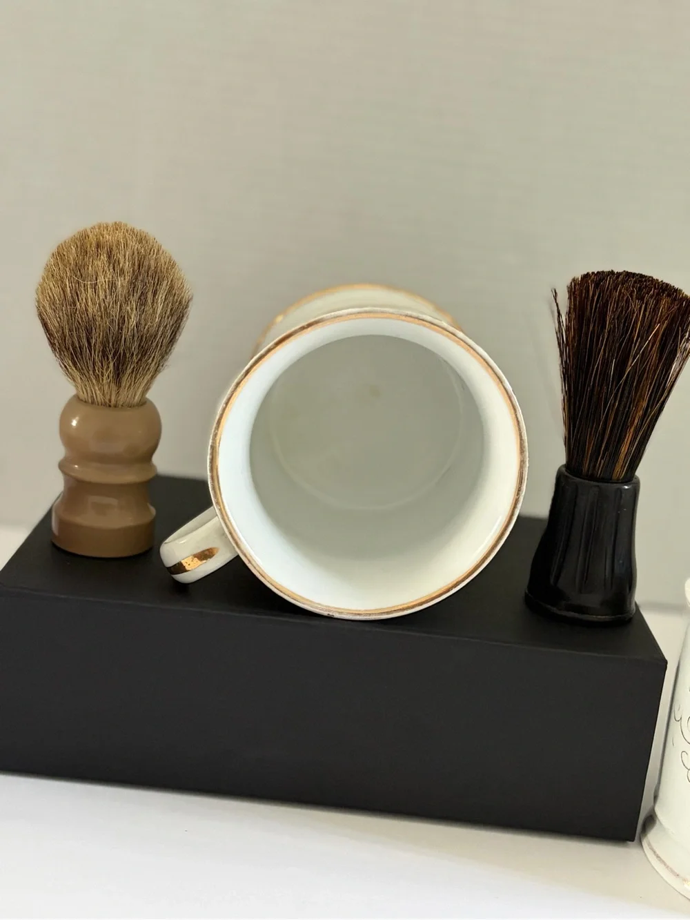 Set of 3 Antique Shaving Mugs with brushes